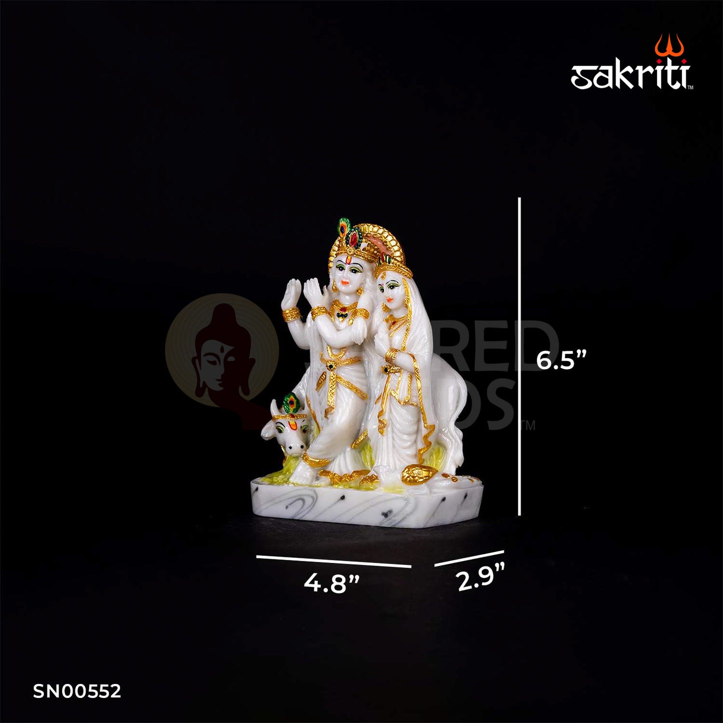 Radha Krishna Idol in Marble Dust – 6.5 Inch Height | Spiritual Divine Couple for Home Mandir & Janmashtami
