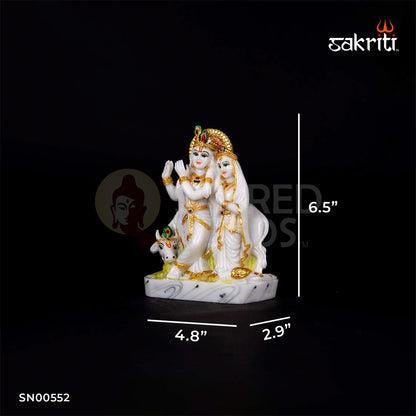 Radha Krishna Idol in Marble Dust – 6.5 Inch Height | Spiritual Divine Couple for Home Mandir & Janmashtami