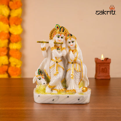 Radha Krishna Idol in Marble Dust – 6.5 Inch Height | Spiritual Divine Couple for Home Mandir & Janmashtami