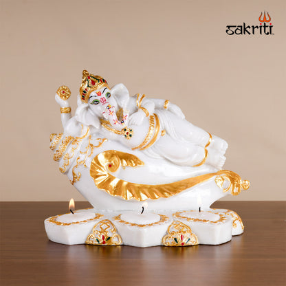 MARBLE DUST DIYA GANESHA