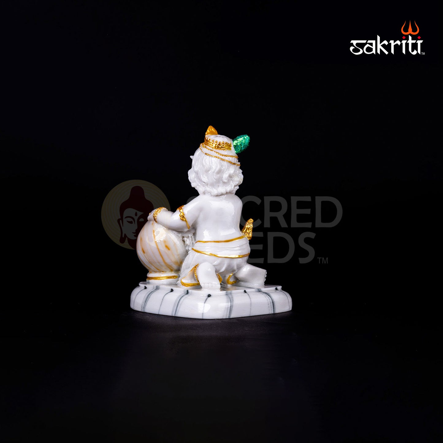 Matki Krishna Idol in Marble Dust – 7.6 Inch Height | Baby Krishna with Pot for Janmashtami Pooja & Gift