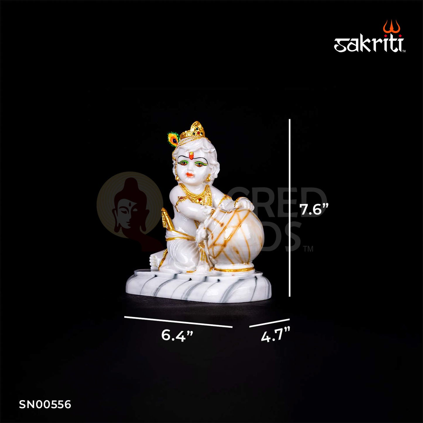 Matki Krishna Idol in Marble Dust – 7.6 Inch Height | Baby Krishna with Pot for Janmashtami Pooja & Gift