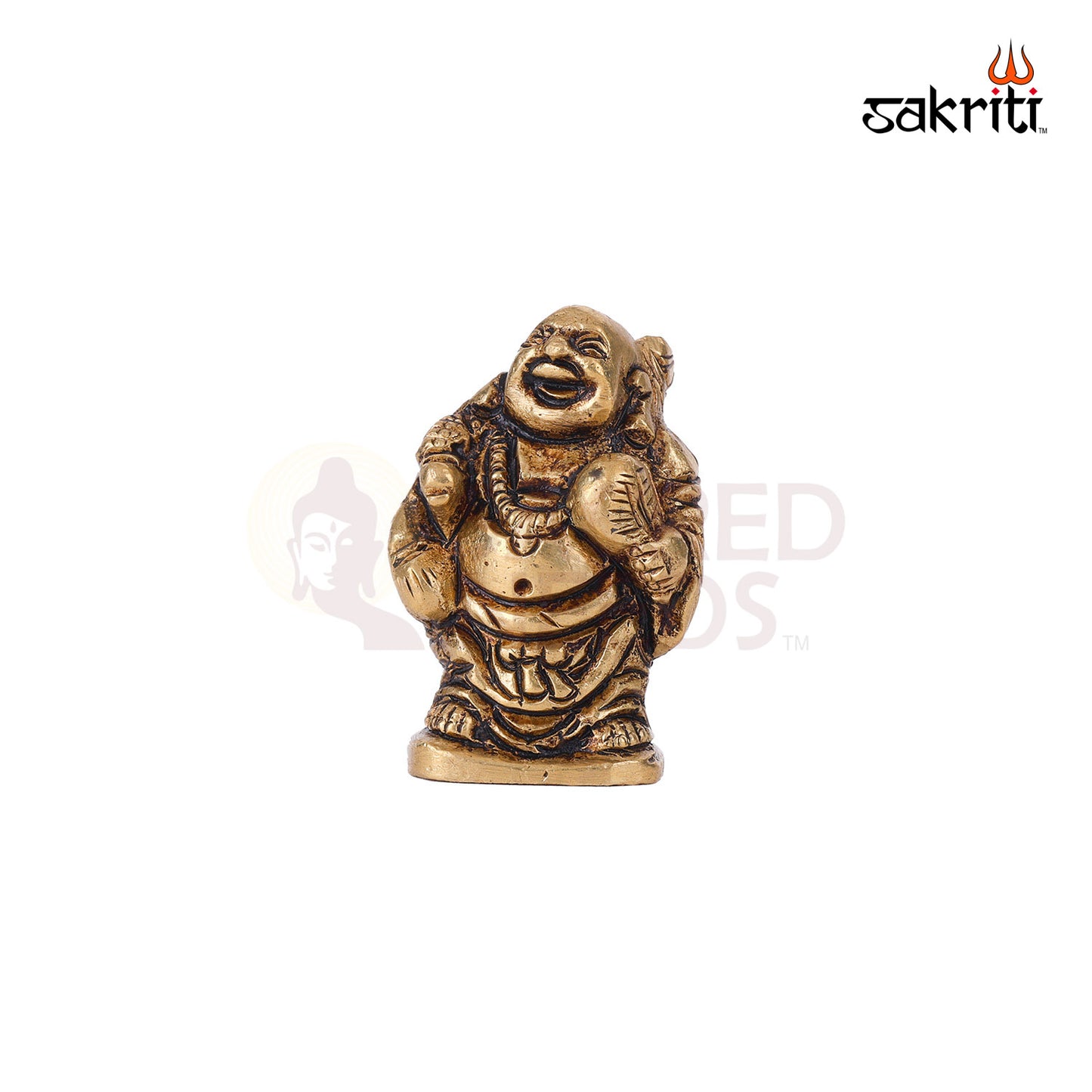 Brass Happy Man with Fan – 1.9 Inch Height | Feng Shui Brass Statue for Happiness, Success & Prosperity