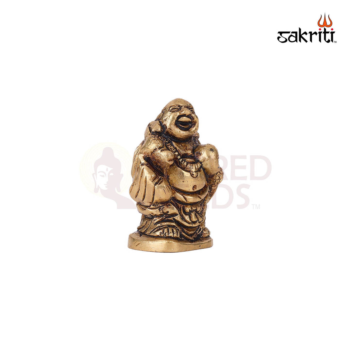 Brass Happy Man with Fan – 1.9 Inch Height | Feng Shui Brass Statue for Happiness, Success & Prosperity