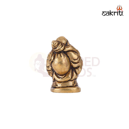 Brass Happy Man with Fan – 1.9 Inch Height | Feng Shui Brass Statue for Happiness, Success & Prosperity