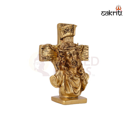 BRASS JESUS WITH CROSS