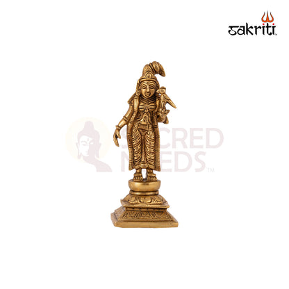 Brass Andal – 6 Inch Height | Devotional Alwar Saint Idol for Vaishnava Pooja & Temple Decor