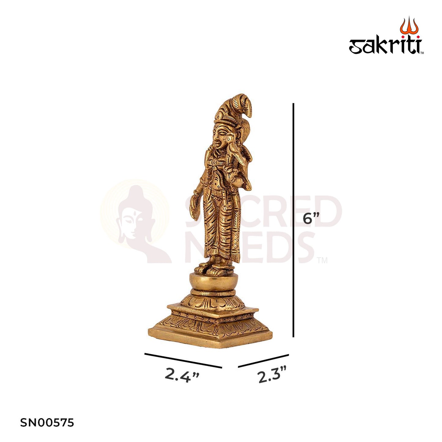 Brass Andal – 6 Inch Height | Devotional Alwar Saint Idol for Vaishnava Pooja & Temple Decor