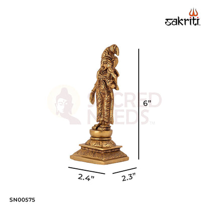 Brass Andal – 6 Inch Height | Devotional Alwar Saint Idol for Vaishnava Pooja & Temple Decor
