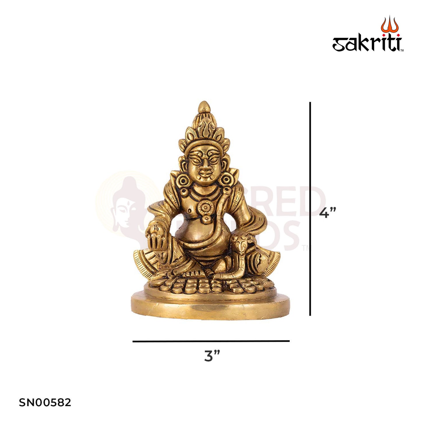 Brass Kuberan – 4 Inch Height | Lord of Wealth Idol for Locker, Office Desk & Financial Prosperity