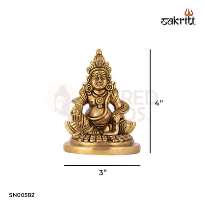 Brass Kuberan – 4 Inch Height | Lord of Wealth Idol for Locker, Office Desk & Financial Prosperity