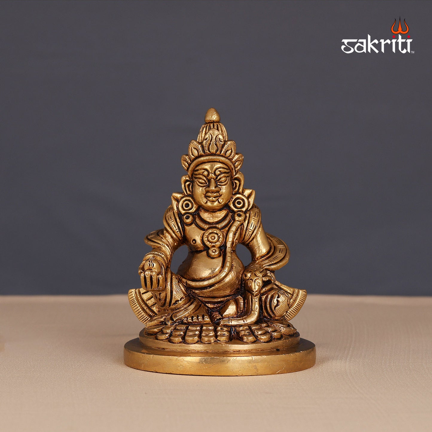 Brass Kuberan – 4 Inch Height | Lord of Wealth Idol for Locker, Office Desk & Financial Prosperity