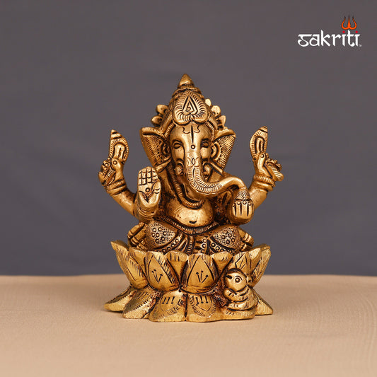 BRASS LOTUS GANESHA