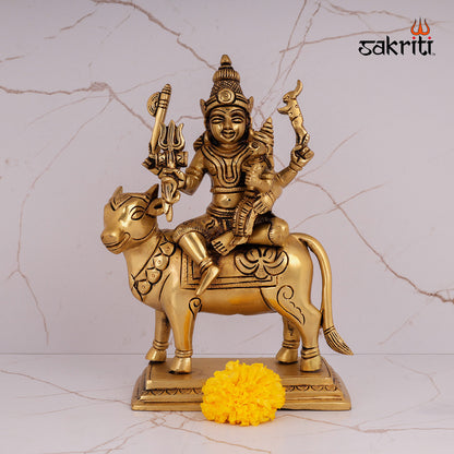 Brass Pradosham – 8.7 Inch Height | Lord Shiva Idol in Pradosha Form for Abhishekam, Worship & Devotion