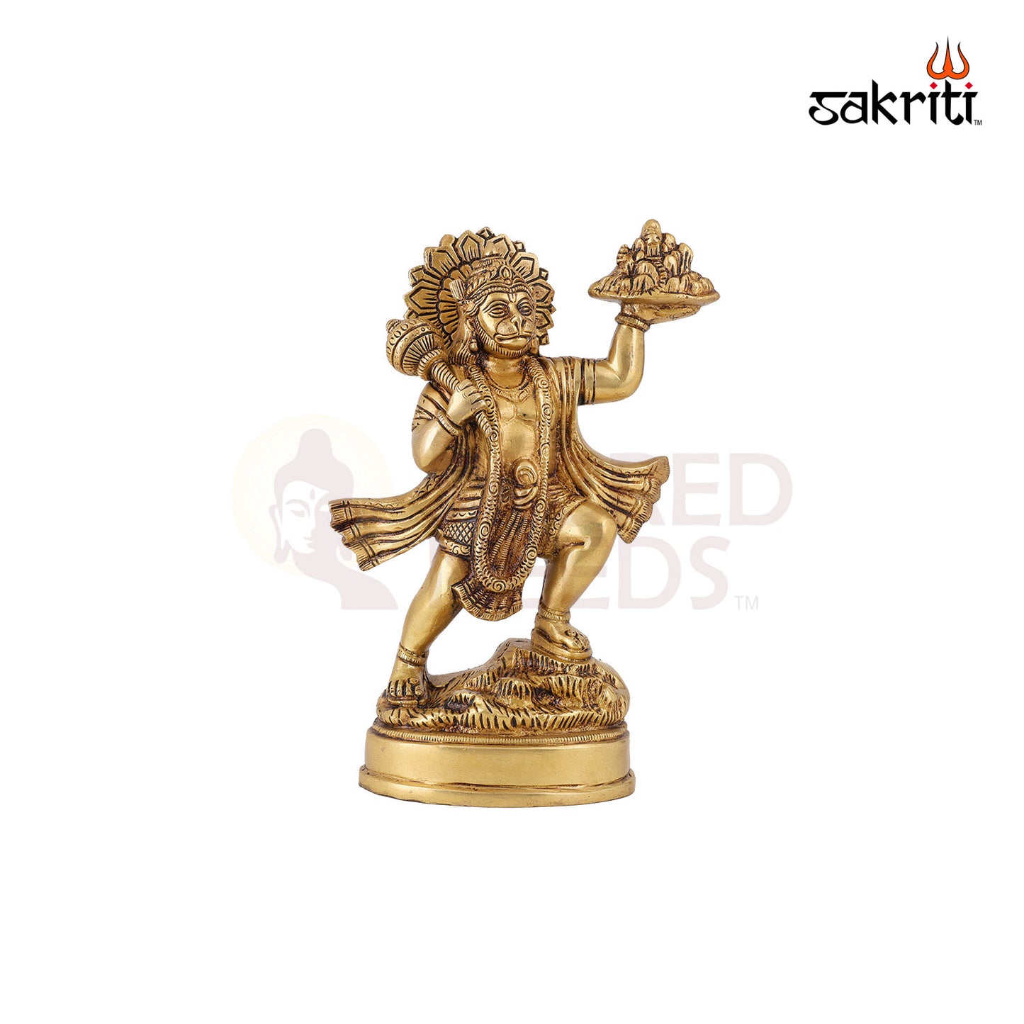 BRASS HANUMAN WITH MOUNTAIN