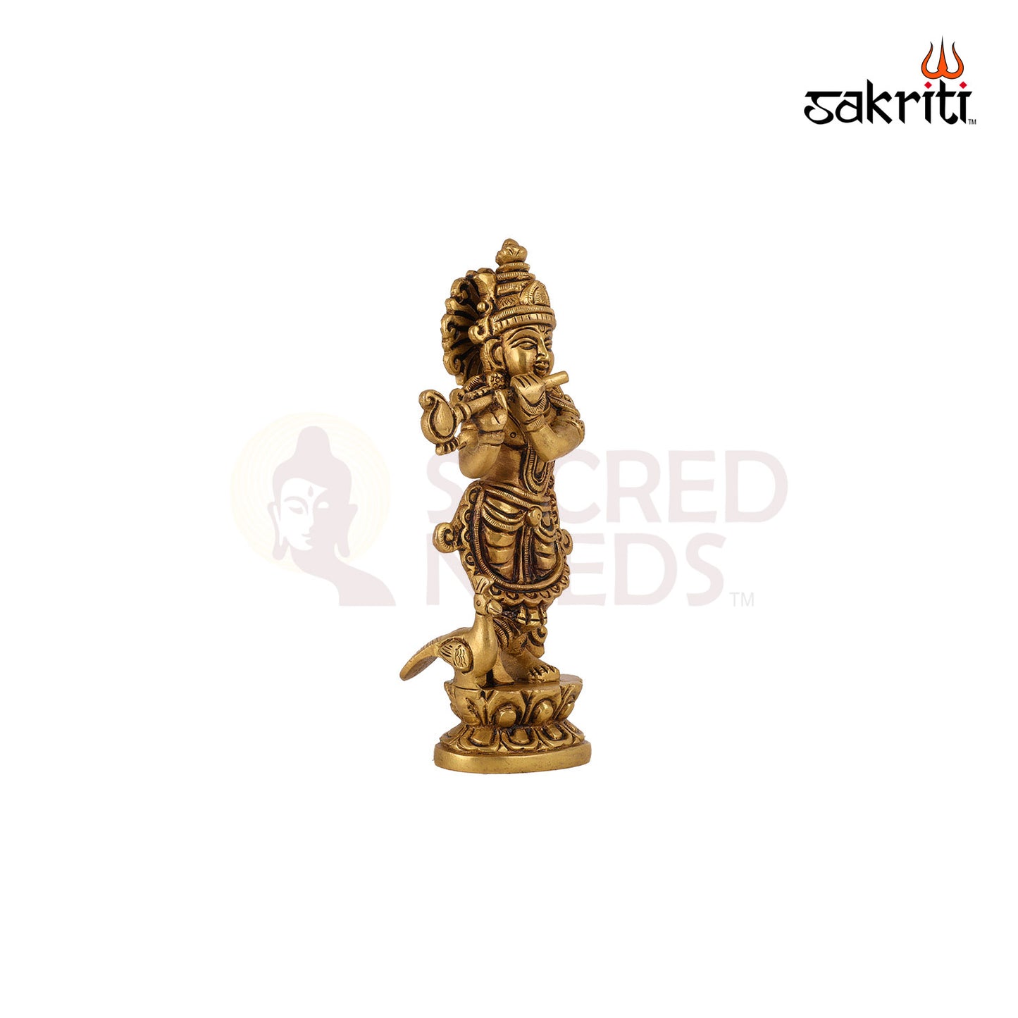 Brass Flute Krishna – 7.2 Inch Height | Murli Manohar Idol Playing Flute for Janmashtami & Devotional Decor