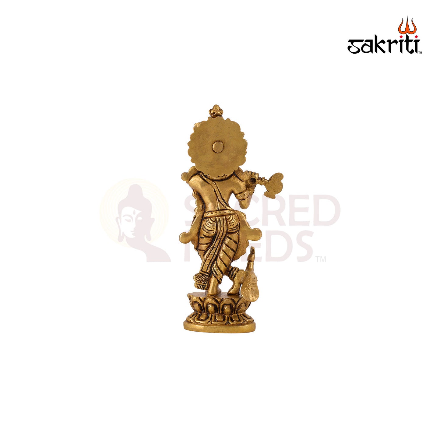Brass Flute Krishna – 7.2 Inch Height | Murli Manohar Idol Playing Flute for Janmashtami & Devotional Decor