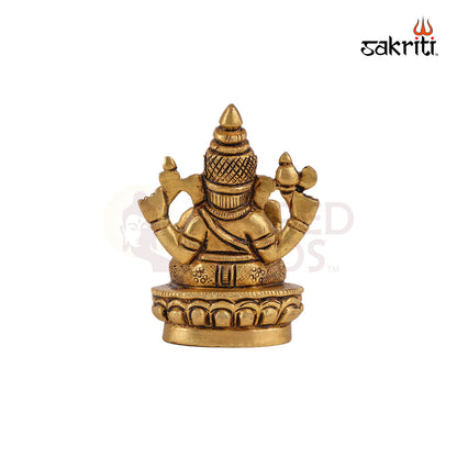Brass Ganesha – 2.7 Inch Height | Small Ganapati Idol for Car Dashboard, Travel Altar & Gift Use