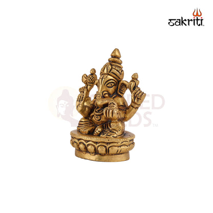 Brass Ganesha – 2.7 Inch Height | Small Ganapati Idol for Car Dashboard, Travel Altar & Gift Use