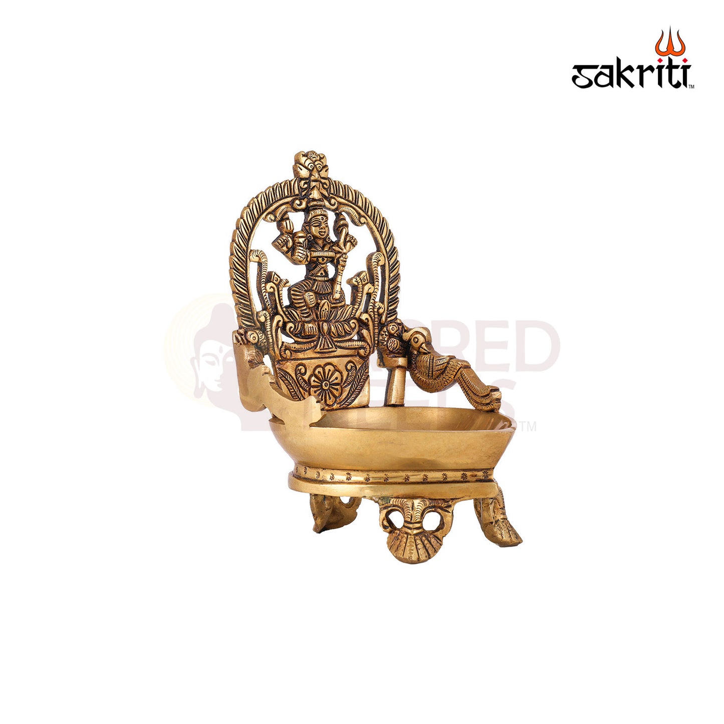 Brass Raja Rajeshwari Vilakku – 7.1 Inch Height | Goddess Deepam for Durga Worship, Devotional Lighting & Festivals