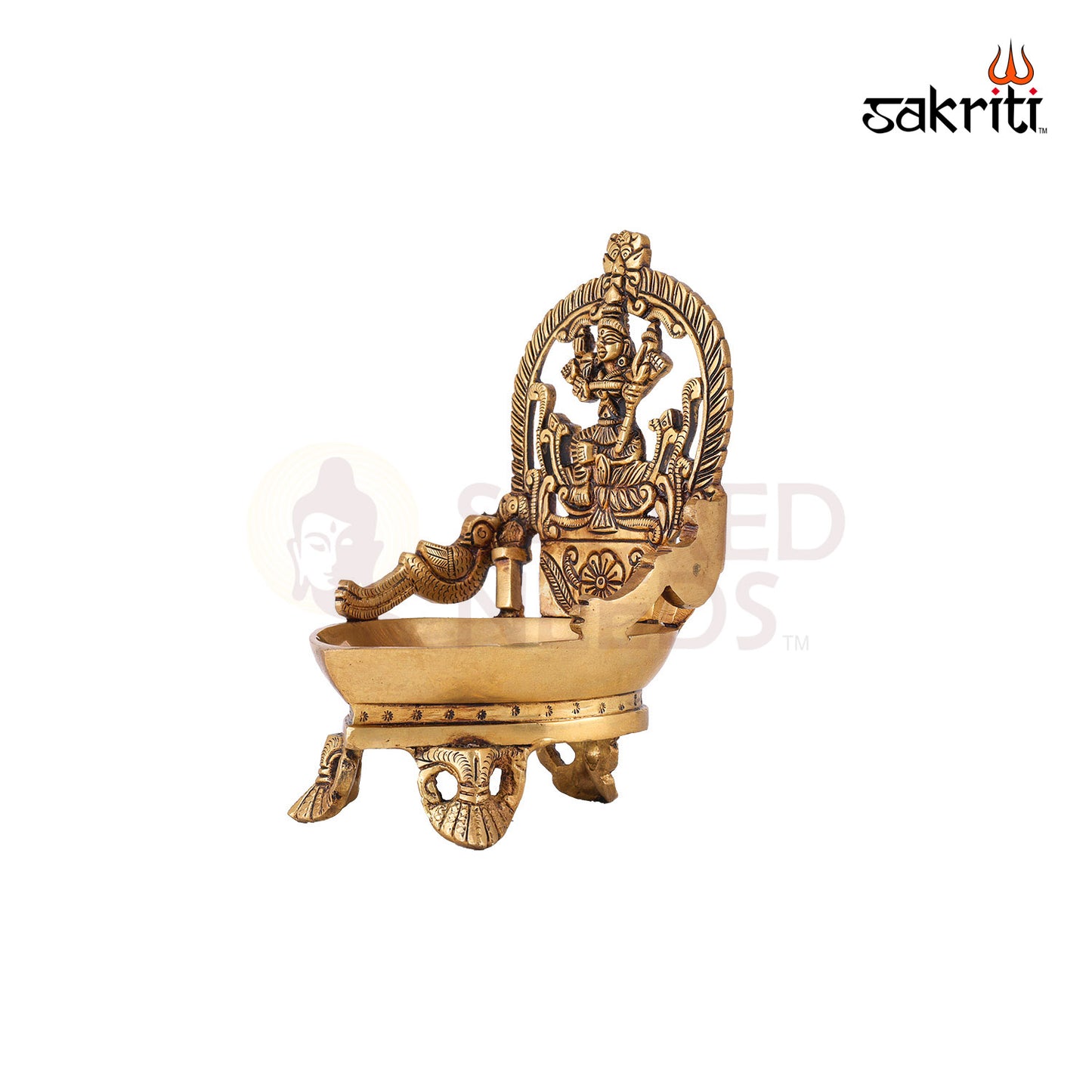 Brass Raja Rajeshwari Vilakku – 7.1 Inch Height | Goddess Deepam for Durga Worship, Devotional Lighting & Festivals