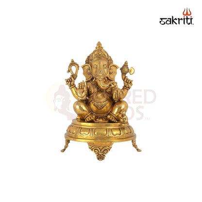 Brass Ganesha – 16.5 Inch Height | Large Ganpati Idol for Home Mandir, Ganesh Chaturthi & Blessing Spaces