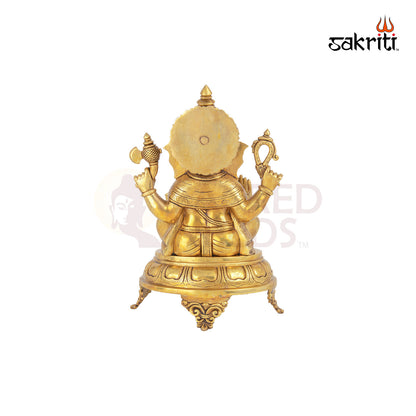 Brass Ganesha – 16.5 Inch Height | Large Ganpati Idol for Home Mandir, Ganesh Chaturthi & Blessing Spaces
