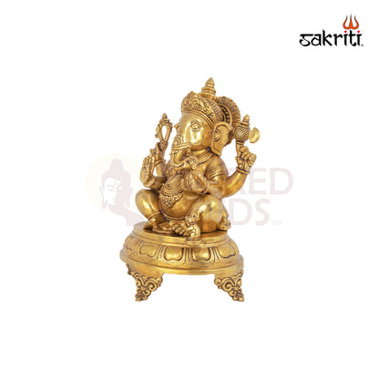 Brass Ganesha – 16.5 Inch Height | Large Ganpati Idol for Home Mandir, Ganesh Chaturthi & Blessing Spaces