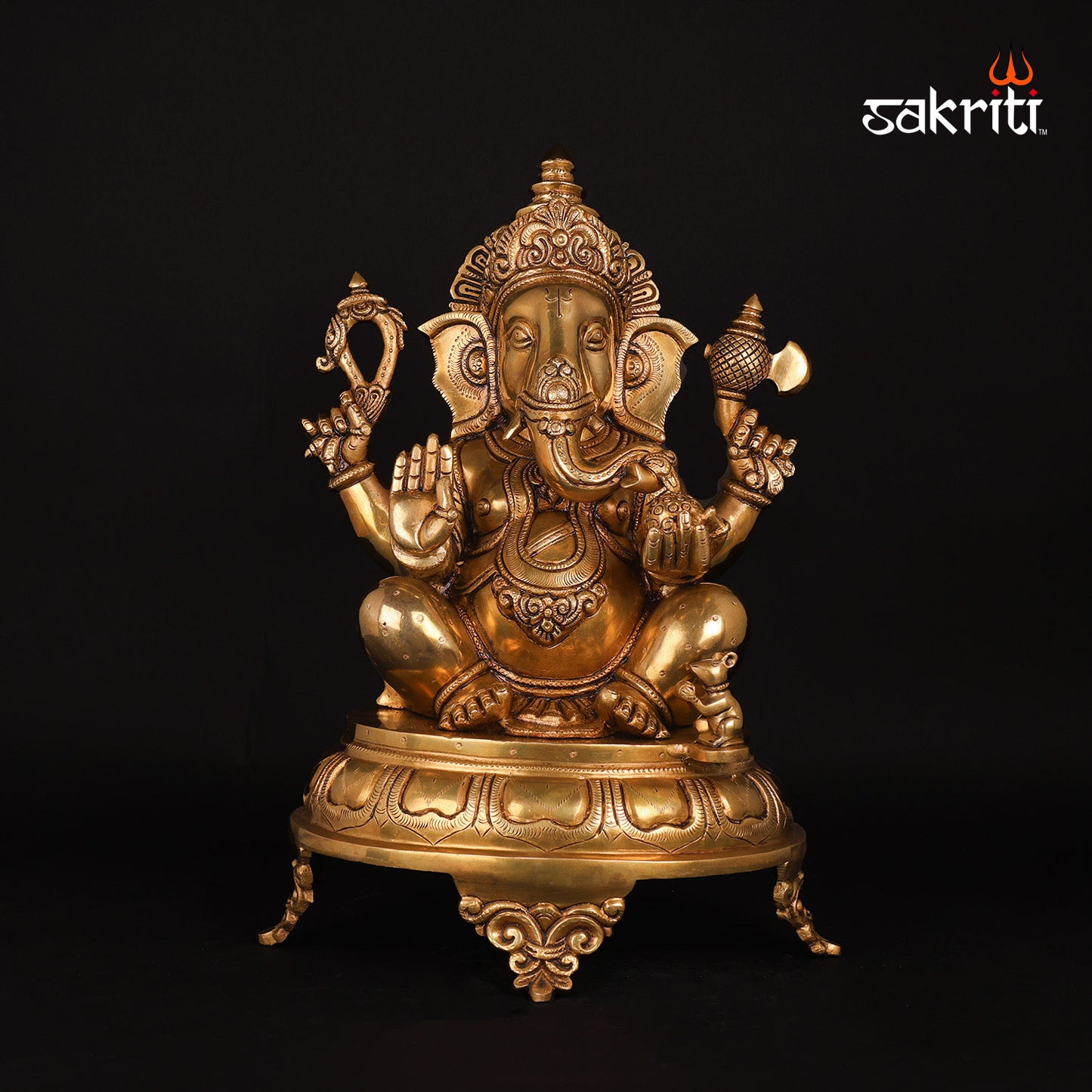 Brass Ganesha – 16.5 Inch Height | Large Ganpati Idol for Home Mandir, Ganesh Chaturthi & Blessing Spaces
