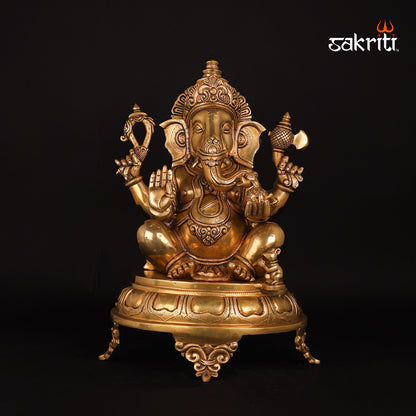 Brass Ganesha – 16.5 Inch Height | Large Ganpati Idol for Home Mandir, Ganesh Chaturthi & Blessing Spaces