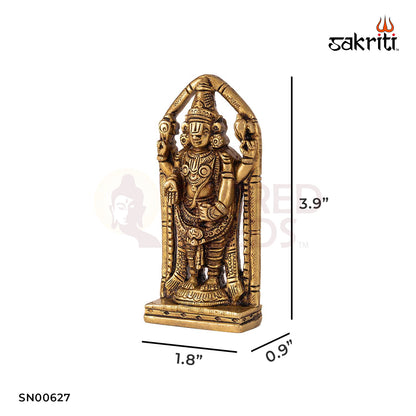 Brass Balaji – 3.9 Inch Height | Tirupati Venkateshwara Idol for Devotion, Daily Worship & Home Altar