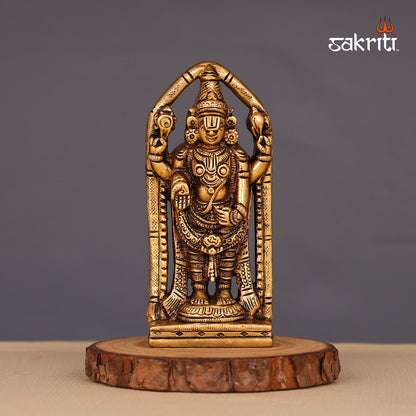 Brass Balaji – 3.9 Inch Height | Tirupati Venkateshwara Idol for Devotion, Daily Worship & Home Altar