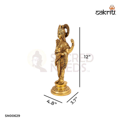 Brass Dhanvantri – 12 Inch Height | Lord of Ayurveda Idol for Health Blessings, Clinic Decor & Healing Spaces