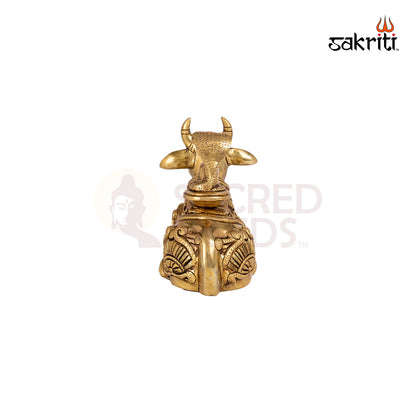 Brass Nandhi Shiva Lingam – 5.3 Inch Height | Sacred Bull with Lingam for Shiva Worship & Ritual Spaces