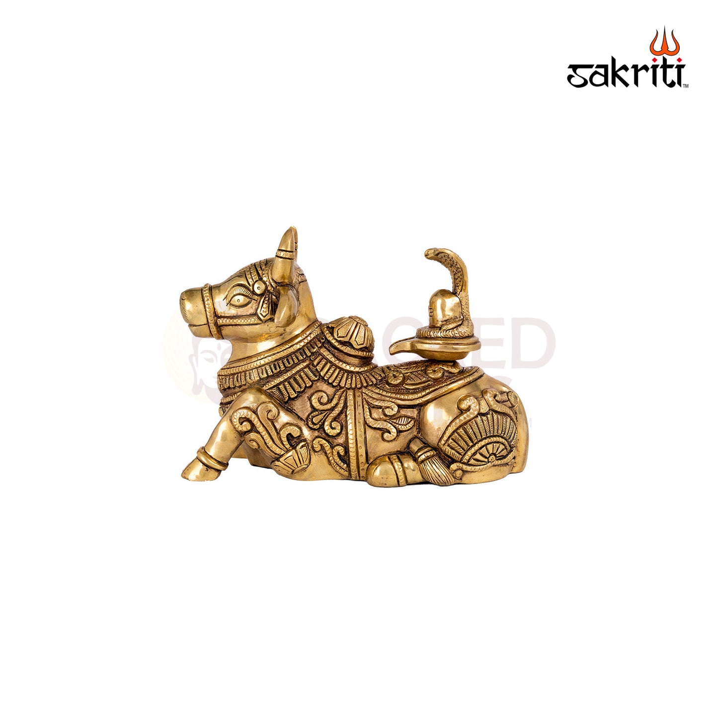 Brass Nandhi Shiva Lingam – 5.3 Inch Height | Sacred Bull with Lingam for Shiva Worship & Ritual Spaces