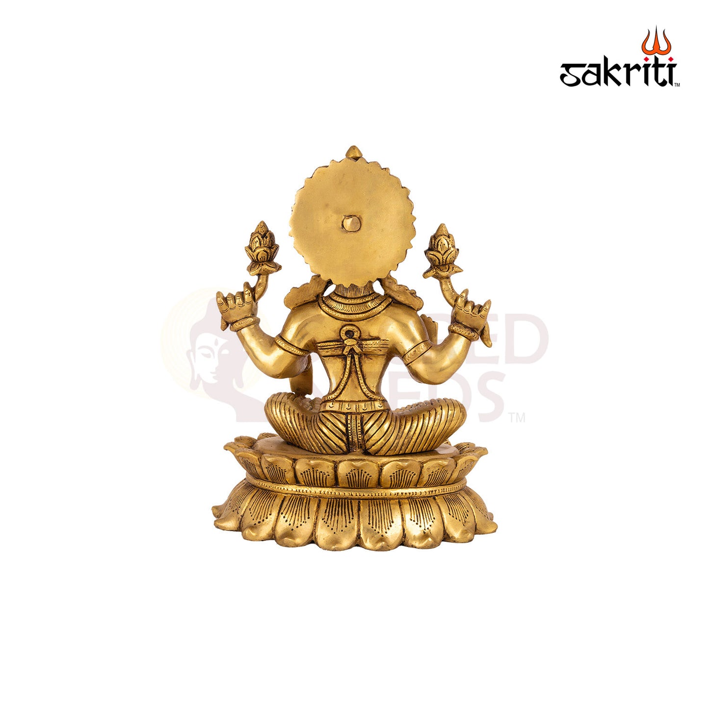 Brass Lotus Lakshmi – 11.4 Inch Height | Elegant Goddess Laxmi Seated on Lotus for Prosperity & Temple Decor