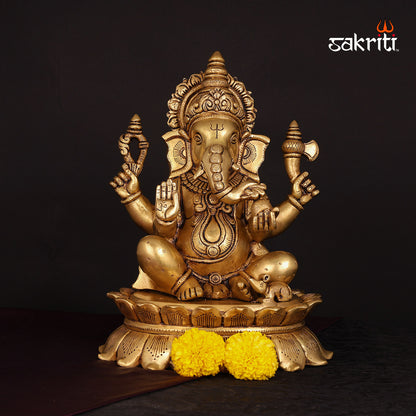 BRASS LOTUS GANESHA