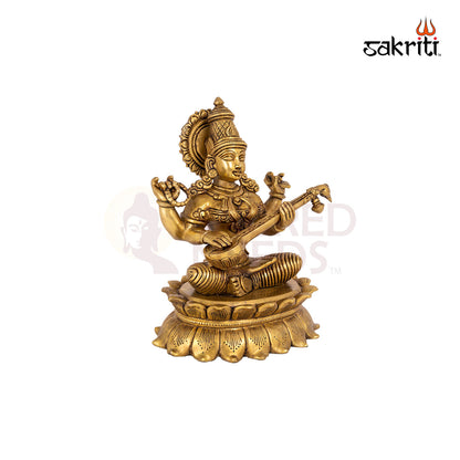 BRASS LOTUS SARASWATHI