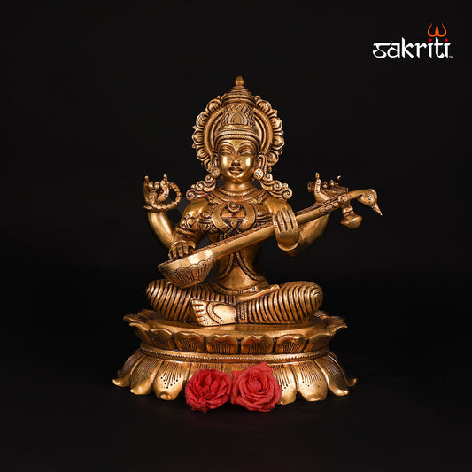 BRASS LOTUS SARASWATHI