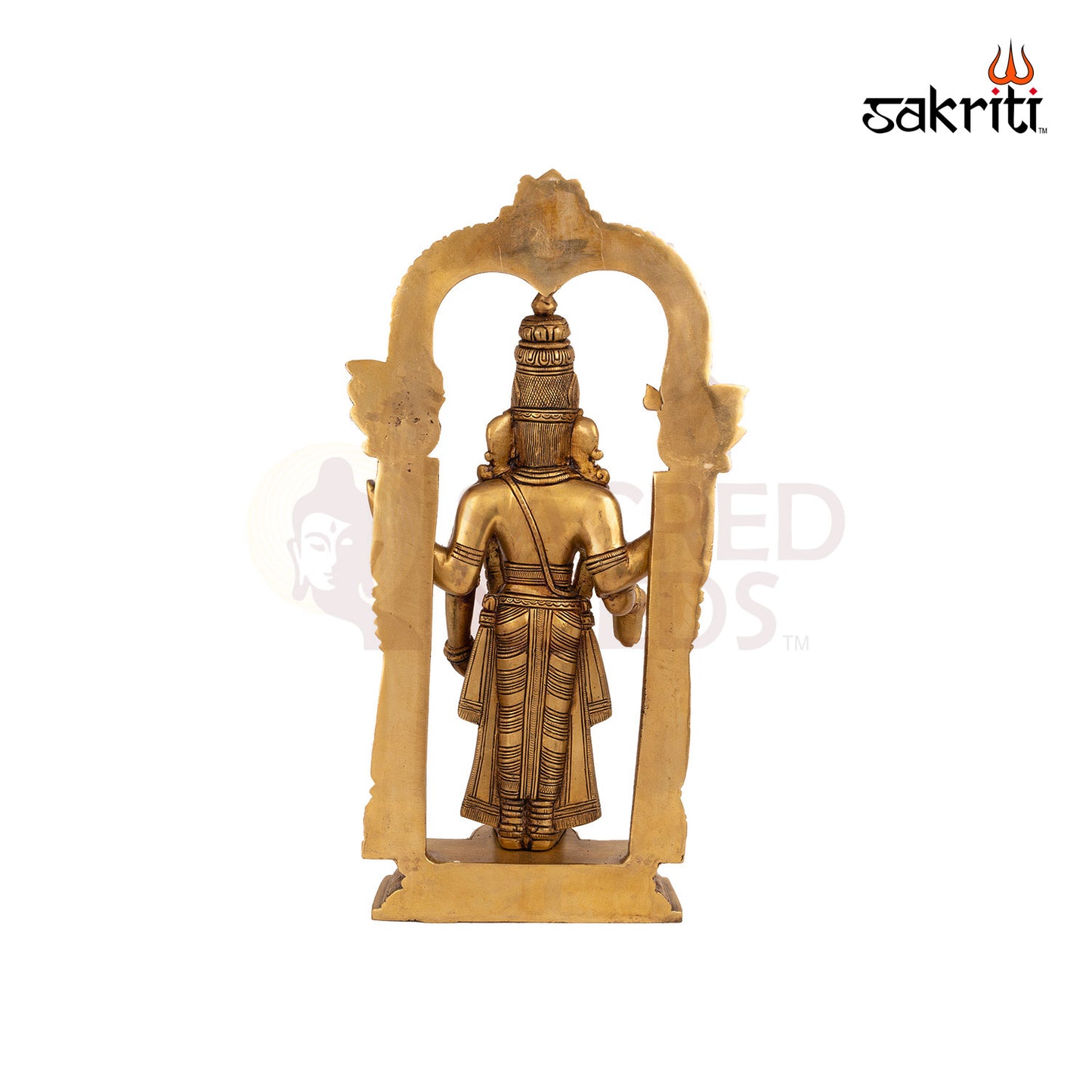 Brass Balaji with Arch – 15.8 Inch Height | Lord Venkateshwara Idol with Ornate Frame for Pooja & Devotion
