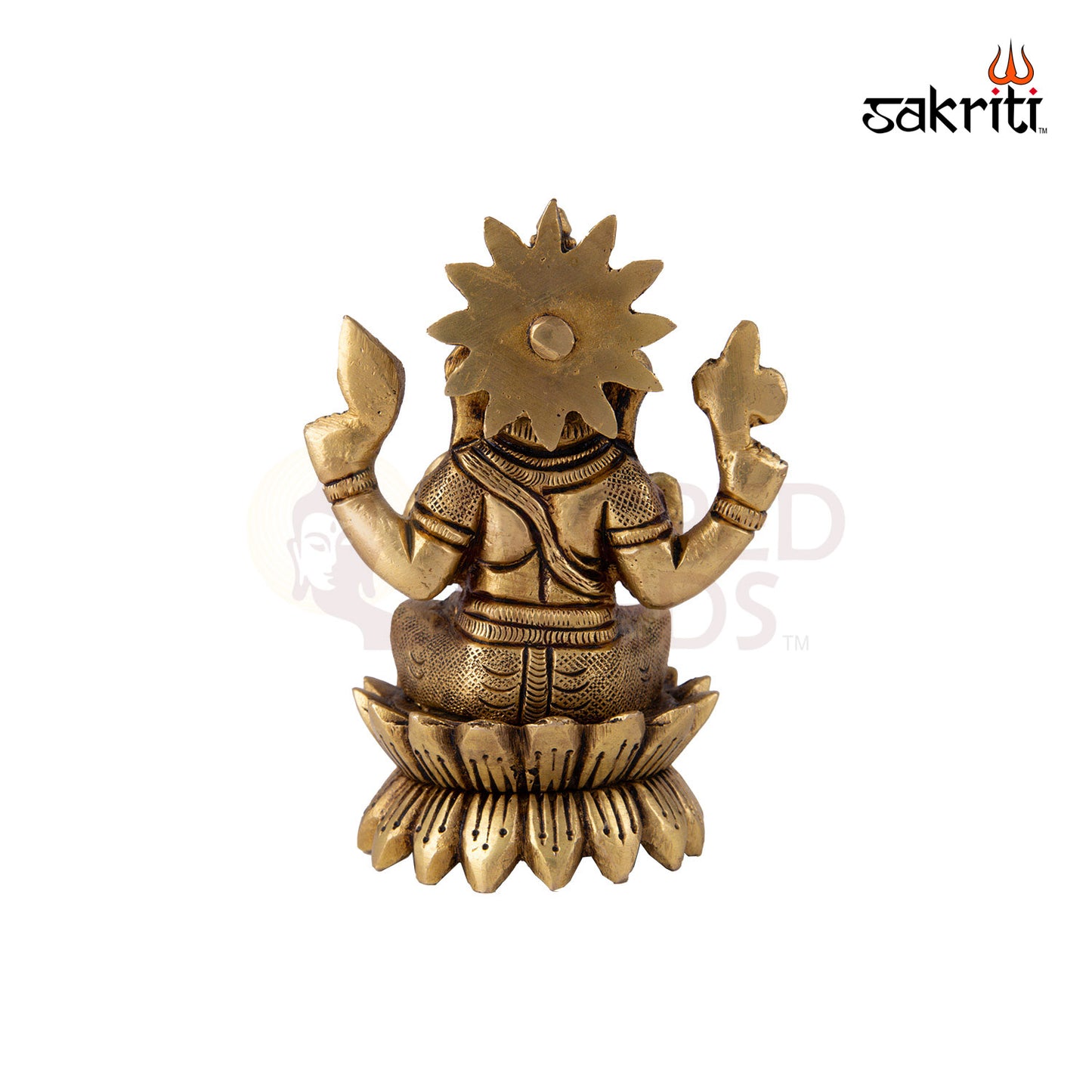 Brass Lotus Ganesha – 3.6 Inch Height | Mini Ganesha Seated on Lotus for Vastu, Gifting & Travel Altar