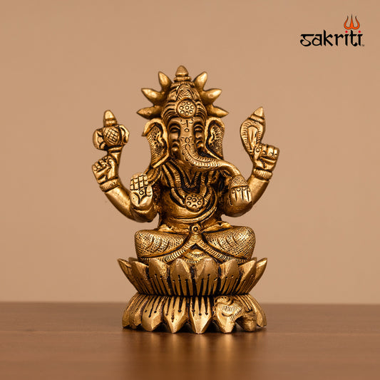 BRASS LOTUS GANESH