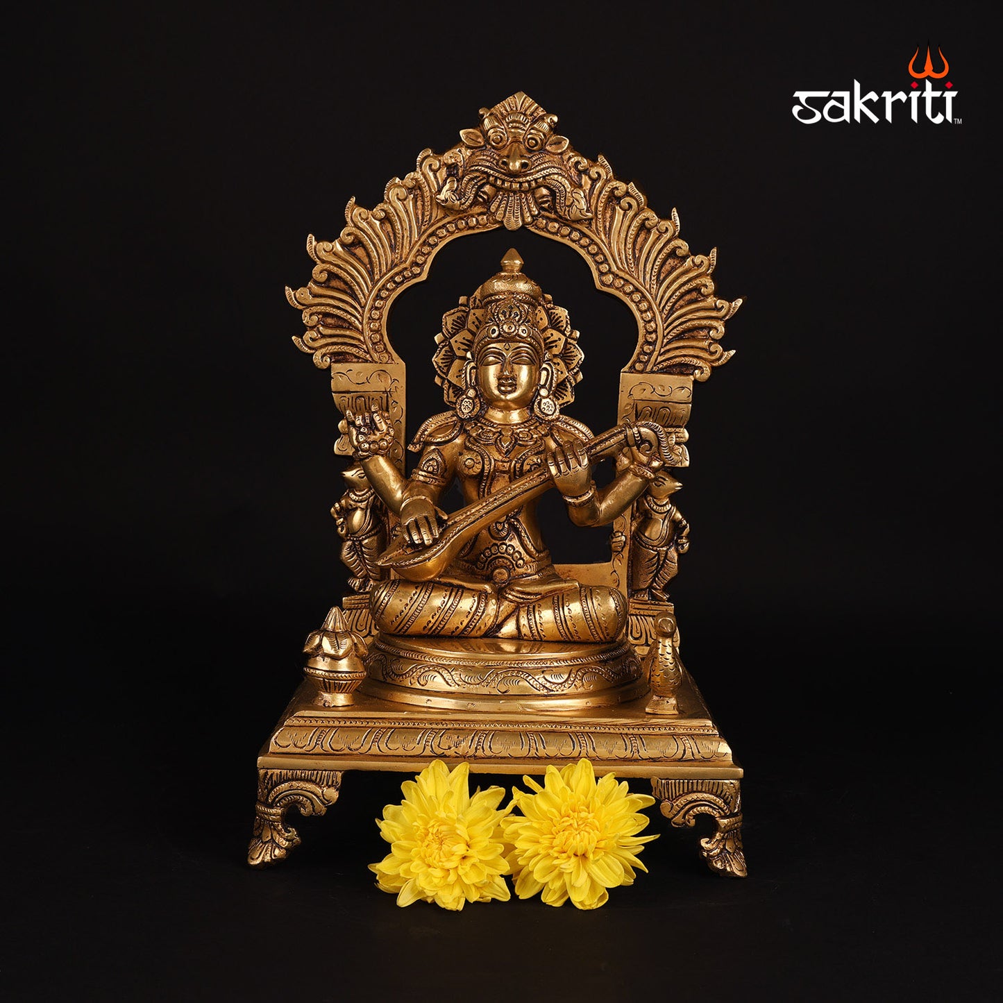 BRASS SARASWATHI WITH ARCH