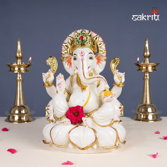 MARBLE DUST CM LOTUS GANESHA