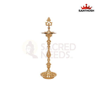 Brass Ring Kuthu Vilakku – 29.5 Inch Height | Large Pooja Lamp with Traditional Ring Base for Worship Spaces