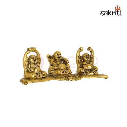 Aluminium Laughing Buddha – 2.6 Inch Height | Miniature Smiling Buddha Idol for Wealth & Positivity