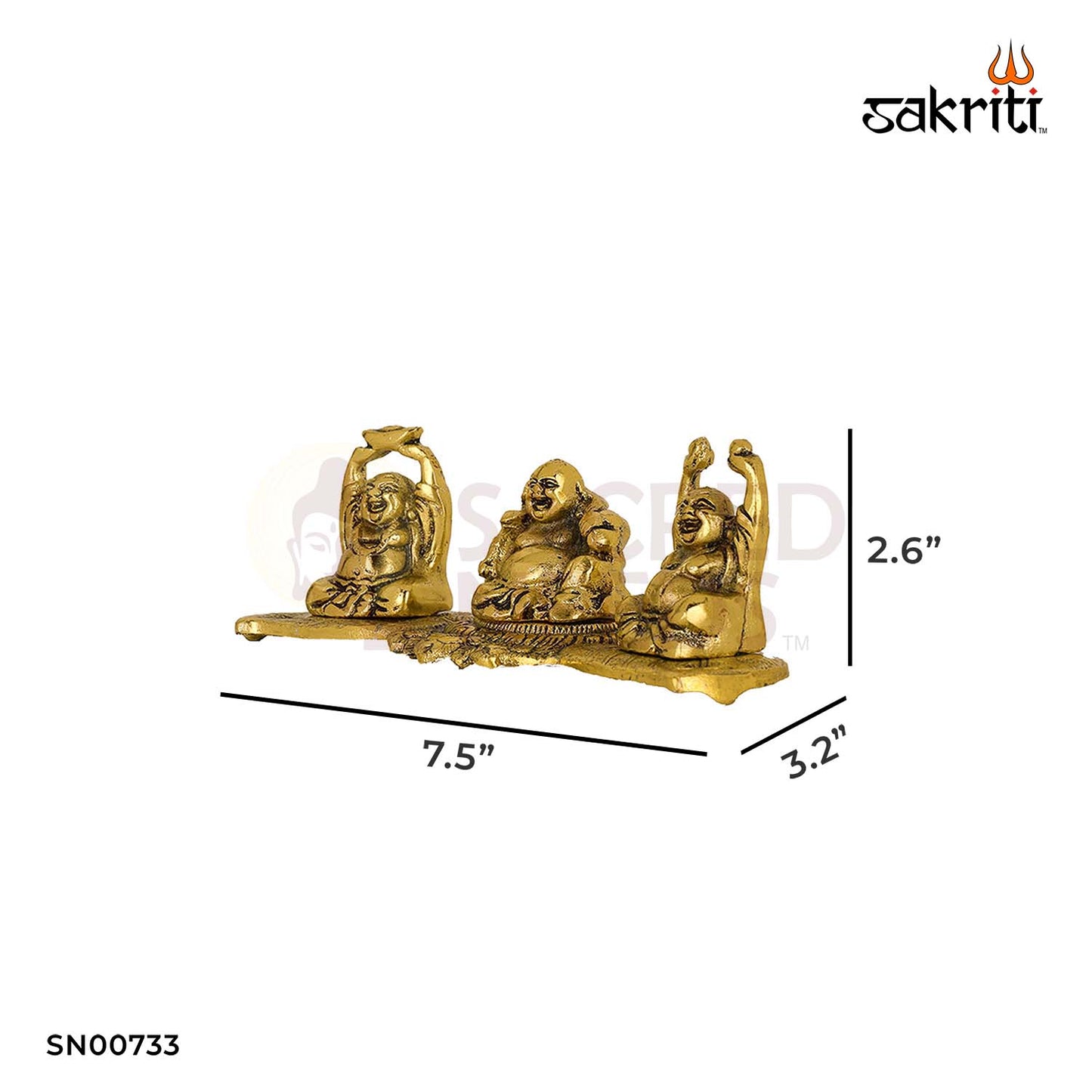 Aluminium Laughing Buddha – 2.6 Inch Height | Miniature Smiling Buddha Idol for Wealth & Positivity