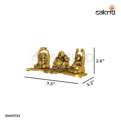 Aluminium Laughing Buddha – 2.6 Inch Height | Miniature Smiling Buddha Idol for Wealth & Positivity