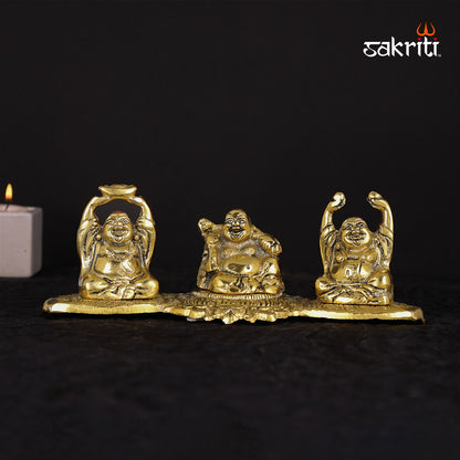 Aluminium Laughing Buddha – 2.6 Inch Height | Miniature Smiling Buddha Idol for Wealth & Positivity