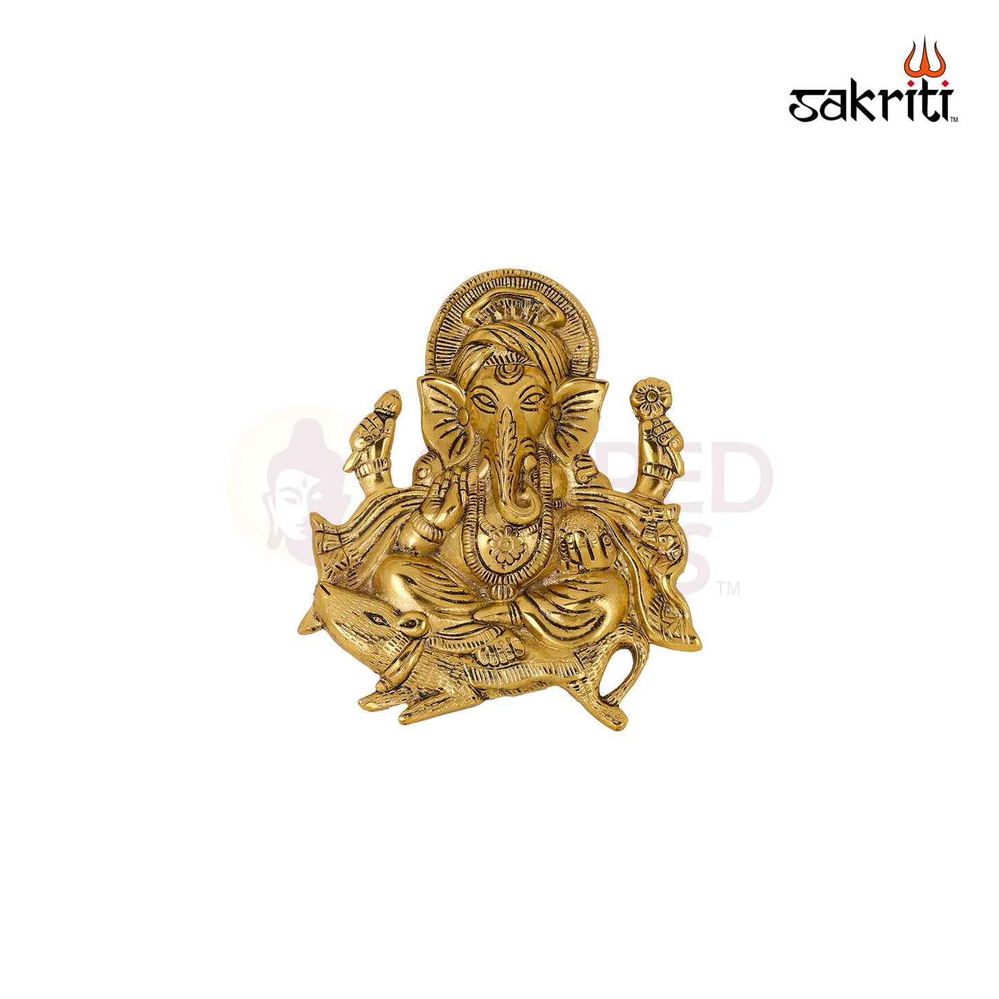 Aluminium Rat Ganesha Mounted – 9 Inch Height | Ganesh with Mooshak Idol for Home Temple & Gifts